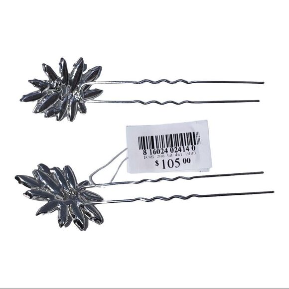 Brides And Hairpins Silver Plated Emrata Set of Two Pins Wedding Accessories New main image 3